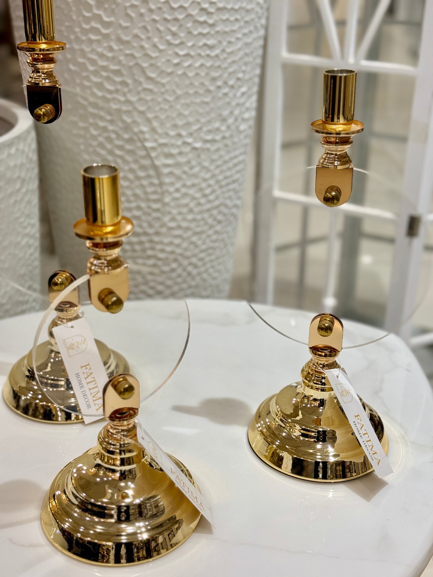 Fatima Home Décor Royal Gold Taper Candle Holders - 3-Piece Elegant Metallic Candlestick Set