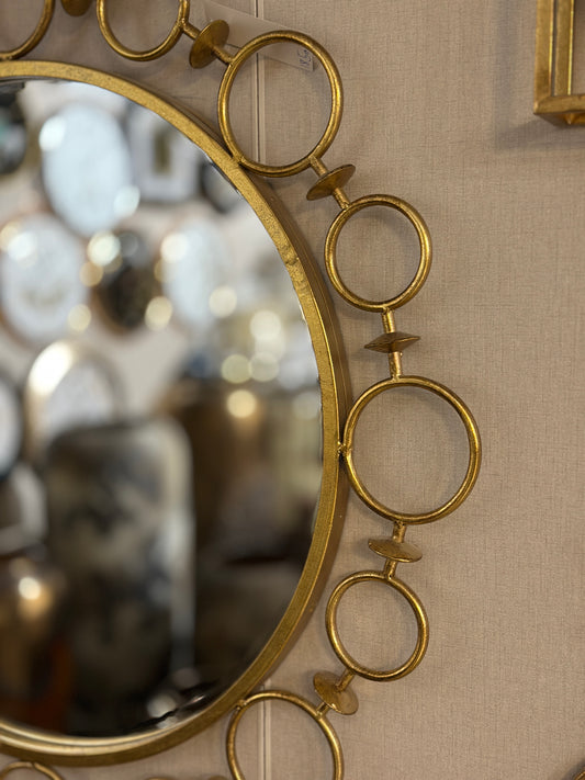 Fatima Home Decor Celestial Gold Ring Wall Mirror - Decorative Metal Geometric Accent Mirror