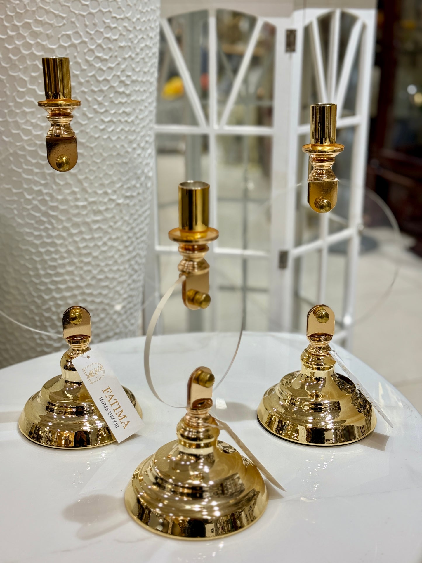 Fatima Home Décor Royal Gold Taper Candle Holders - 3-Piece Elegant Metallic Candlestick Set