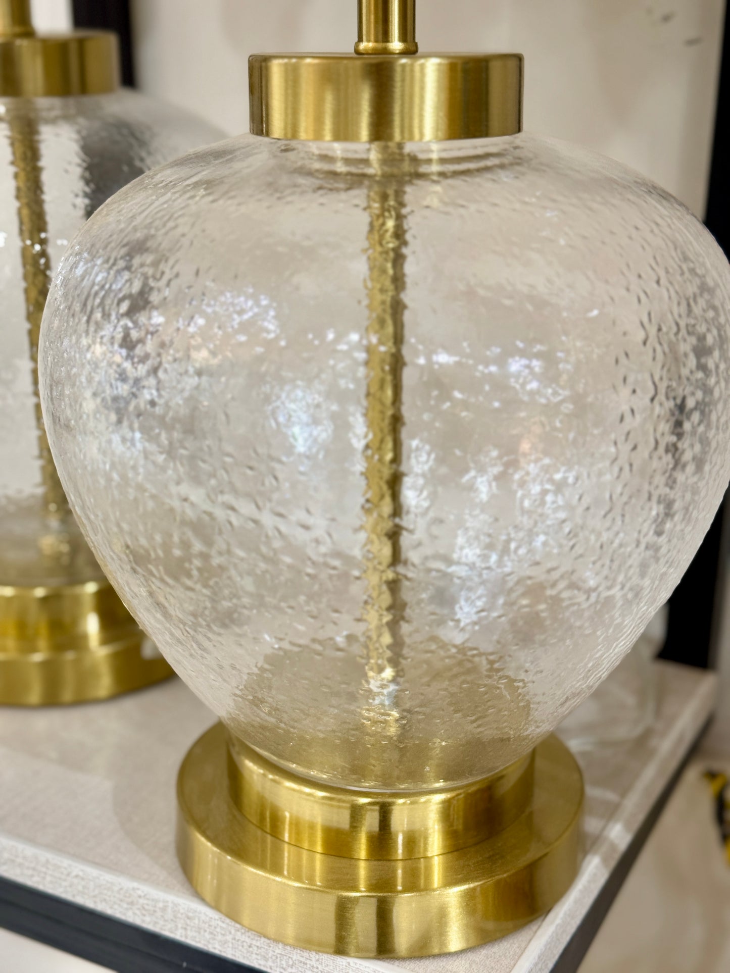 Fatima Home Décor Clear Frosted Glass Orb Table Lamp - Modern Gold & Textured Glass Bedside Light